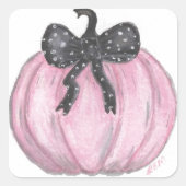 Rosa Kürbis mit schwarzem Bug Quadratischer Aufkleber (Vorderseite)