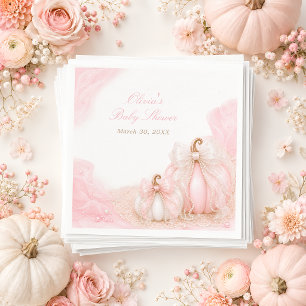Rosa Kürbis-Schleife Elegante Babyparty Serviette