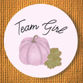 Rosa Kürbisgeschlecht offenbaren Team Girl-Aufkleb Runder Aufkleber