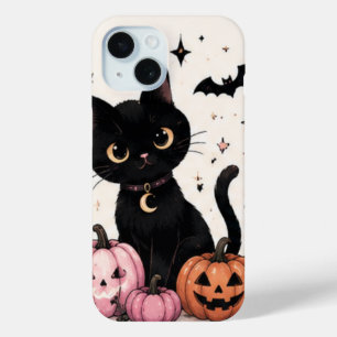 Rosa Kürbismond-Halsband Schwarze Katze Case-Mate iPhone Hülle