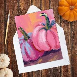 Rosa Kürbisse Aquarell Herbstferien Grußkarte Feiertagspostkarte