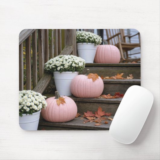Rosa Kürbisse mit Herbst-Mums Mousepad (Mit Mouse)