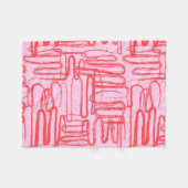 Rosa Kurvenwellen-Gekritzel Abstrakte Moderne Fleecedecke (Vorderseite (Horizontal))
