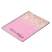 Rosa Kuss Lippen Röte Glitter Notizblock (Linke Seite)