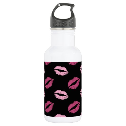 Rosa-Küsse Edelstahlflasche (Vorderseite)