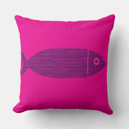 Rosa Küsten-Wurfkissen mit blau gestreiften Fische Kissen