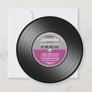 Rosa Label Vinyl Record Geburtstag 50. Party Einladung