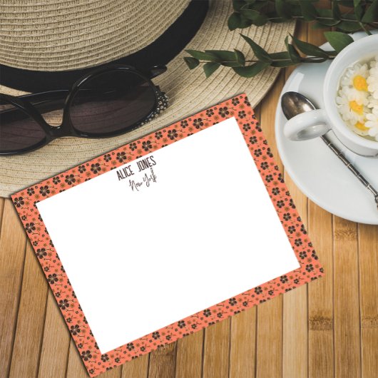 Rosa Lachsmuster braune natürliche Blume Notizblock