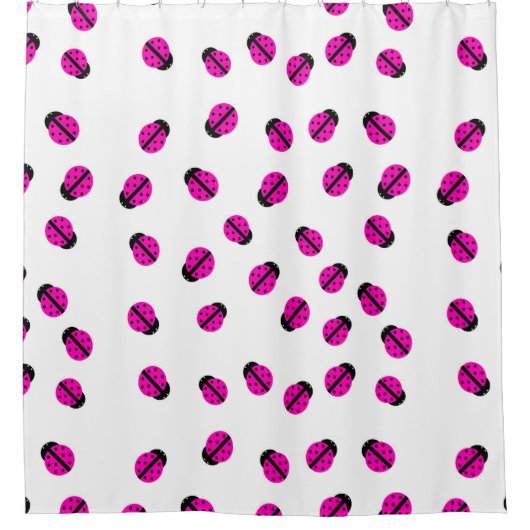 Rosa Lady Bug Duschvorhang (Vorderseite)
