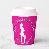 Rosa Lady Golfer Geburtstag im Stil Pappbecher (Vorderseite)