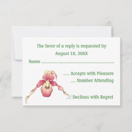 Rosa Lady Slipper Orchid RSVP Cards Karte