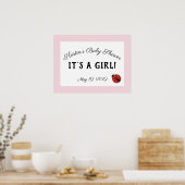 Rosa Ladybug Babydusche willkommen ist Mädchenzeic Poster (Küche)