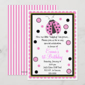 Rosa Ladybug - Einladungen zum Geburtstag (Vorne/Hinten)