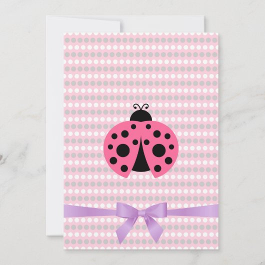 Rosa Ladybug mit Lavendel und SilberBaby-Dusche Einladung (Rückseite)