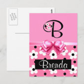 Rosa Ladybug: Personalisiere Postkarte (Vorne/Hinten)