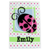 Rosa Ladybug, Rosa, Blau, Grün, Polka Dots Mittlere Geschenktüte (Vorderseite)