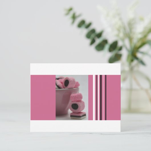 Rosa Lakritze Postkarte (Stehend Vorderseite)