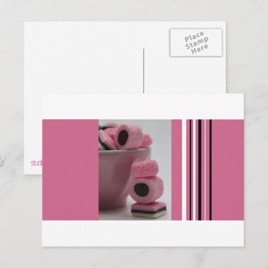 Rosa Lakritze Postkarte (Vorne/Hinten)