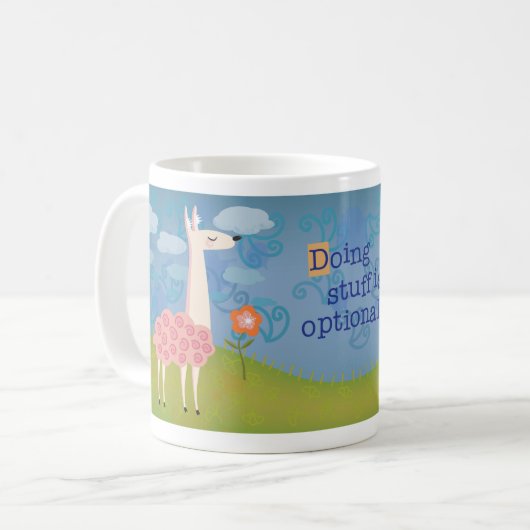 Rosa Lama auf Gipfel-Tasse Kaffeetasse (Vorderseite Links)