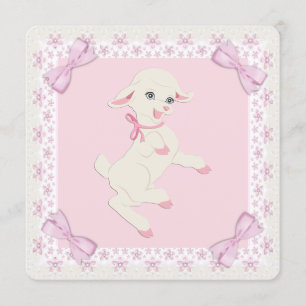 Rosa Lamm-Baby-Party Einladung