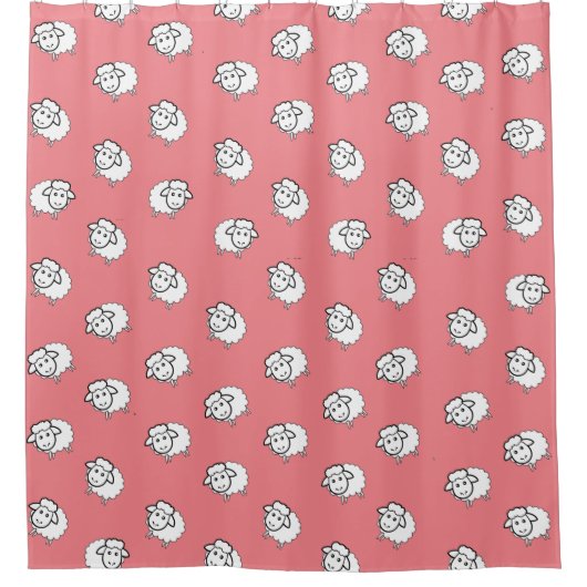 Rosa Lamm Duschvorhang (Vorderseite)