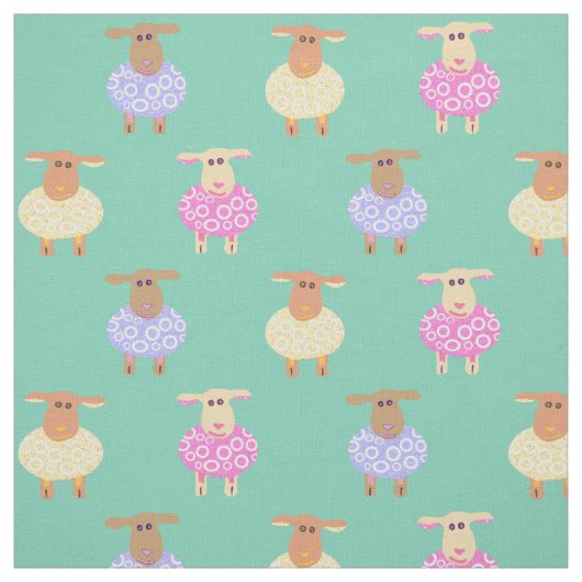 Rosa Lämmer, gelb und blau Stoff (Muster)