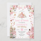 Rosa Land der Süßigkeiten Zucker Pflaume Fairy Nut Einladung (Vorderseite)