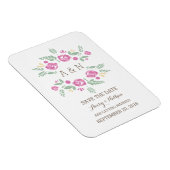 Rosa Land Floral Monogramm Save the Date Magnet (Rechte Seite)