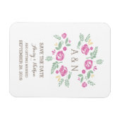 Rosa Land Floral Monogramm Save the Date Magnet (Horizontal)