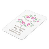 Rosa Land Floral Monogramm Save the Date Magnet (Linke Seite)