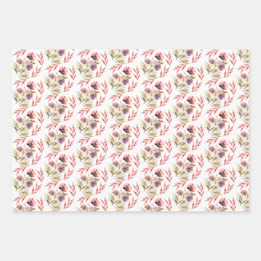 Rosa Land Rustikale Wildblumen Geschenkpapier Set (Vorderseite 3)