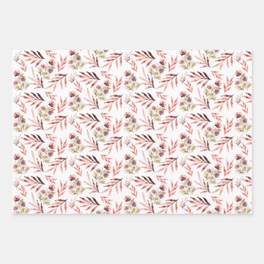 Rosa Land Rustikale Wildblumen Geschenkpapier Set (Vorderseite)