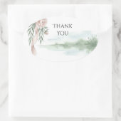 Rosa Landschaft Hochzeit Danke Ovaler Aufkleber (Tasche)
