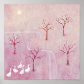 Rosa Landschaftsmalerei Poster (Vorne)