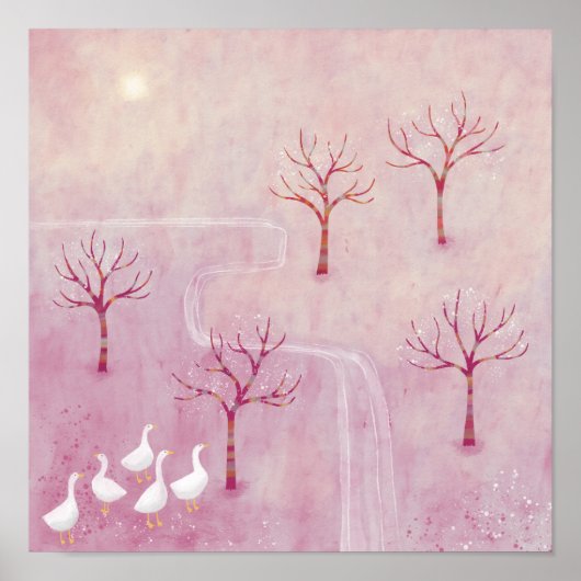 Rosa Landschaftsmalerei Poster (Vorne)
