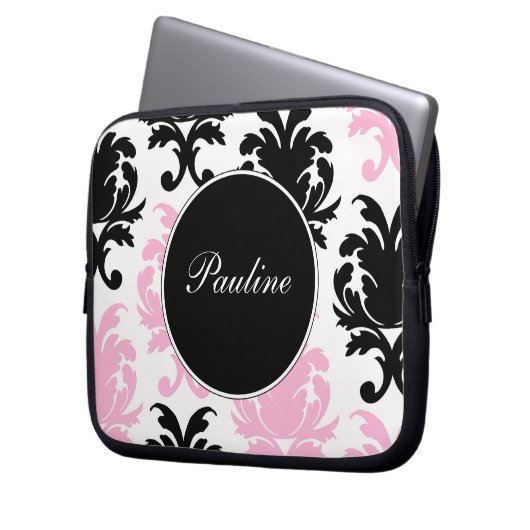 Rosa Laptop-Monogramm-Hülsen Laptopschutzhülle (Vorderseite Links)