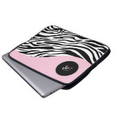 Rosa Laptop-Monogrammzebra-Hülsen Laptopschutzhülle (Vorne Knopf)