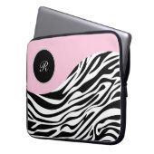 Rosa Laptop-Monogrammzebra-Hülsen Laptopschutzhülle (Vorderseite Links)