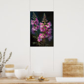 Rosa Larkspur Blume Art Print Poster (Küche)