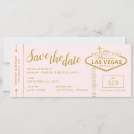 Rosa Las Vegas Boarding Pass Save the Date Karte
