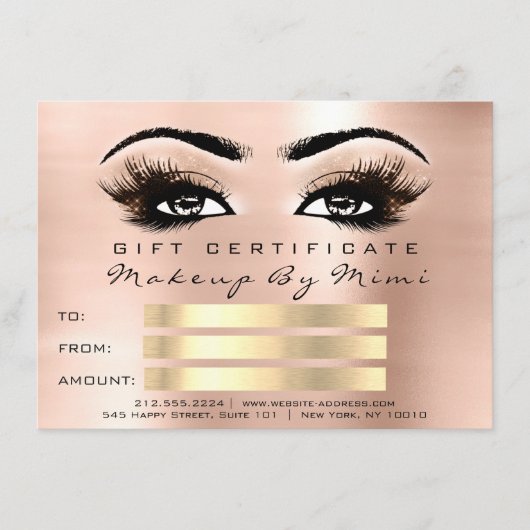 Rosa Lashes Makeup Artist Certificate Gift (Vorderseite)