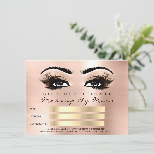 Rosa Lashes Makeup Artist Certificate Gift (Stehend Vorderseite)