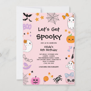 Rosa Lass uns Grusel-Halloween 6. Geburtstag feier Einladung