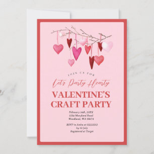 Rosa Lass uns Party feiern Valentinstag Bastelpart Einladung