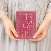 Rosa Lasse Go Girls Junggeselinnen-Abschied Folie Einladungspostkarte