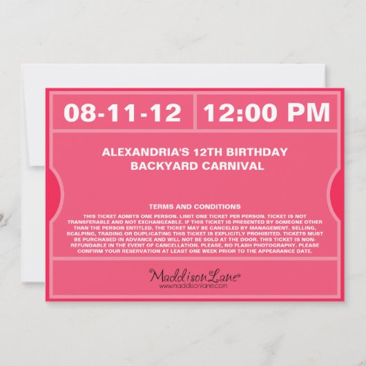 Rosa lassen ein einladung (Rückseite)