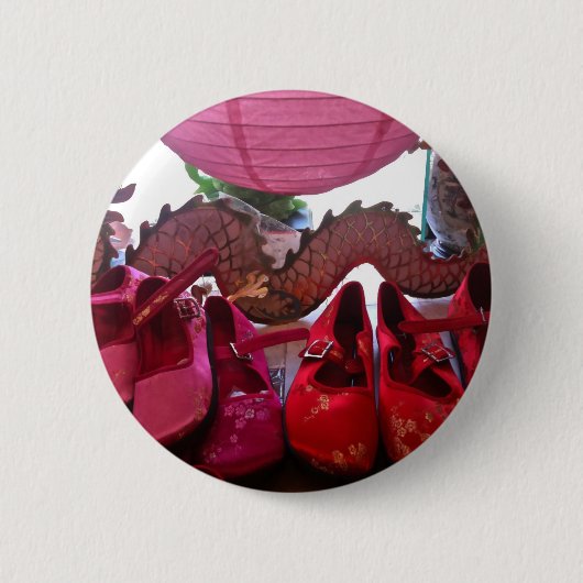 Rosa Laternen-, Drache-und Seide-Schuh-zarter Button (Vorderseite)