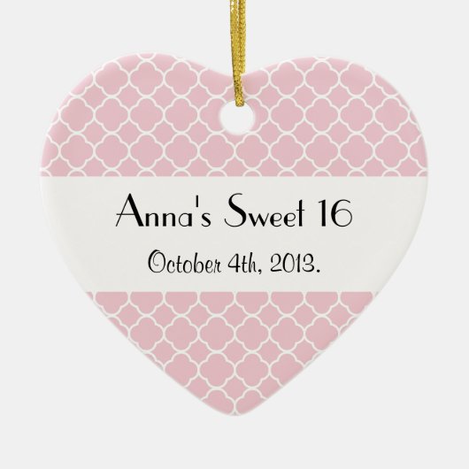 Rosa Latticework, Quatrefolie, Trellis, süß 16 Keramik Ornament (Vorne)