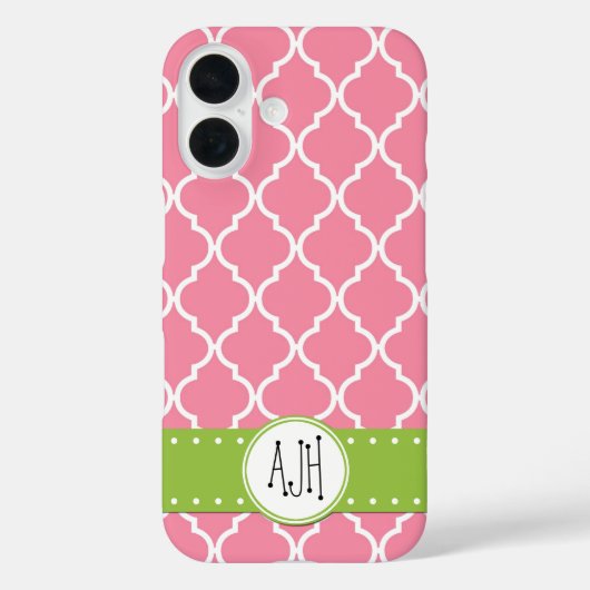 Rosa Lattizität, Quatrefolie, Trellis, Monogramm Case-Mate iPhone Hülle (Rückseite)