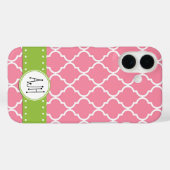 Rosa Lattizität, Quatrefolie, Trellis, Monogramm Case-Mate iPhone Hülle (Rückseite (Horizontal))